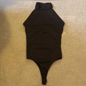 Top Chic Halter Top Neck With Cutout Back Black Bodysuit